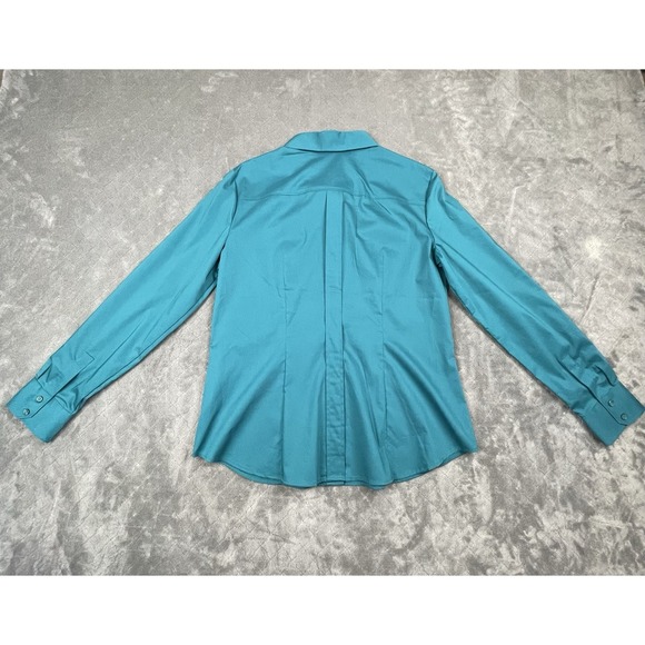 NY&C Teal Stretch Button Down Shirt Women XL NWT Long Sleeve Fitted Blouse Work - Picture 3 of 5